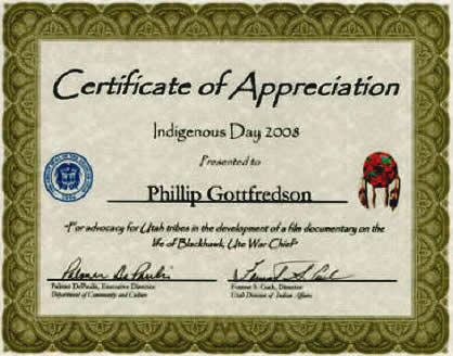 Phillip Gottfredson Award Certificate