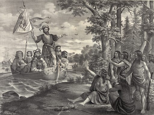 Colubus landing in the Americas in 1492.