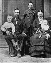 Photo of Peter Gottfredson and wife Amelia Gledhill, and family 1882.
